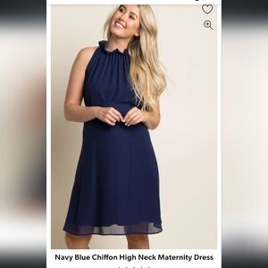 Pink blush navy maternity dress!